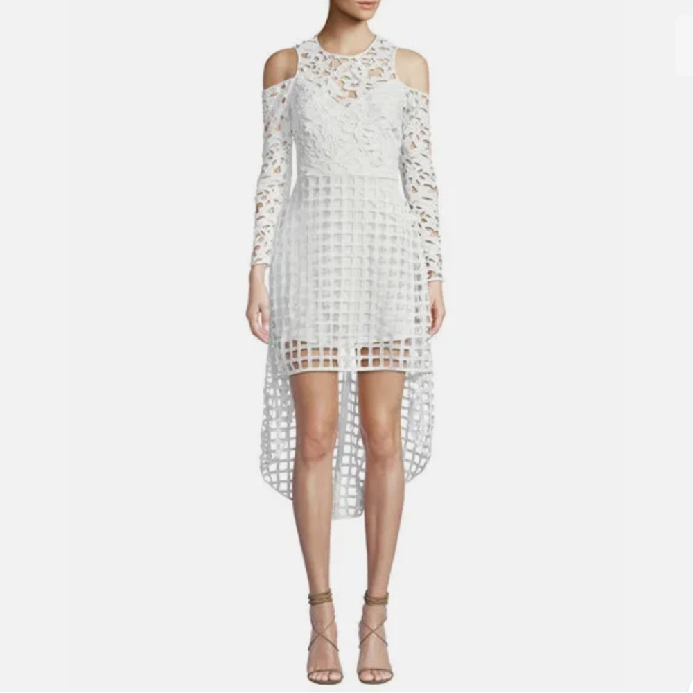 ALEXIA ADMOR White Cold Shoulder High Low Lace Dress | Size 2